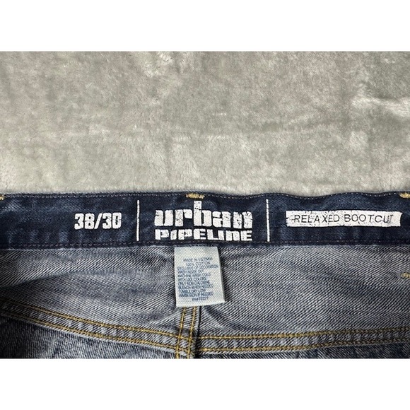 Urban Pipeline Mens Jeans 38 30 Relaxed Bootcut Dark Wash Denim Pants - Picture 2 of 8